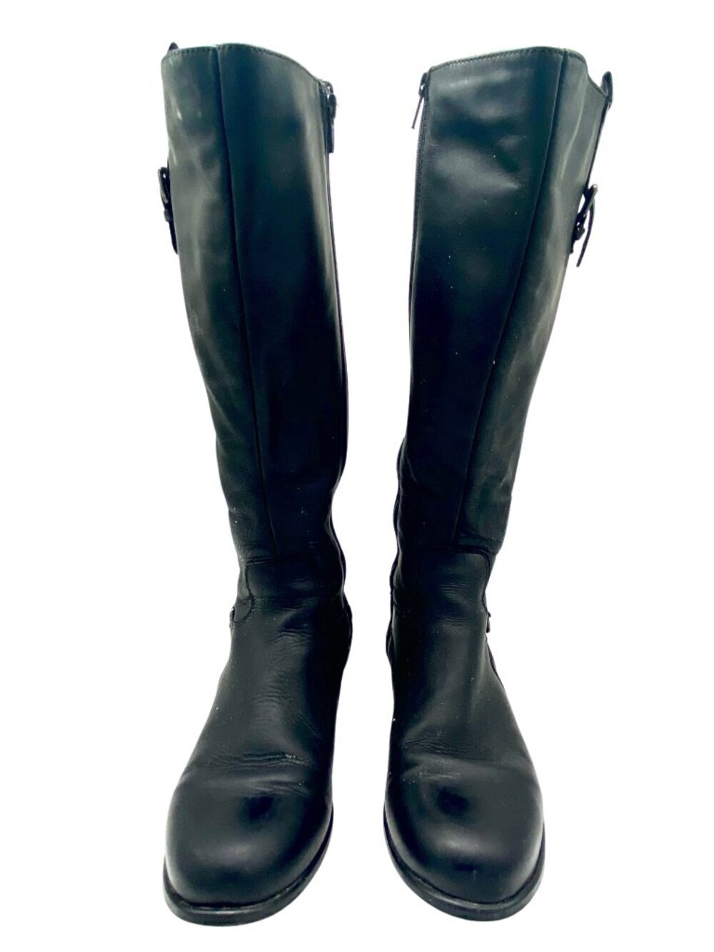 La Canadienne Stefanie Knee High Black Boot Round Toe Buckle Zip US 7.5M - Picture 2 of 10